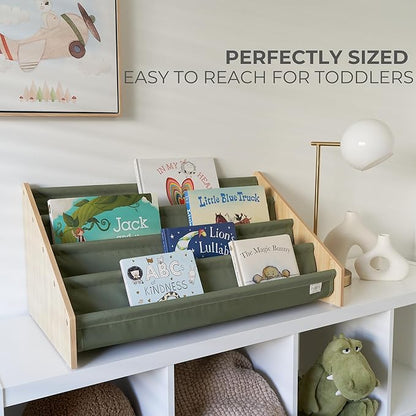 ZICOTO Decorative Wooden Bookshelf for Kids Rooms - Keeps Plenty of Books Neatly Organized & Within Reach for Toddlers - Easy Install Montessori Book Shelf for Baby's Bedroom or Playroom Decor