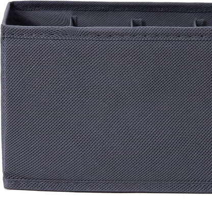 Qozary 3 Pack Sock Underwear Drawer Organizer Dividers, Non-Woven Fabric Collapsible Cabinet Closet Storage Boxes for Clothes, Socks, Lingerie, Underwear, Tie, Belt, Baby, Bedroom (Gray, 8 Cells)