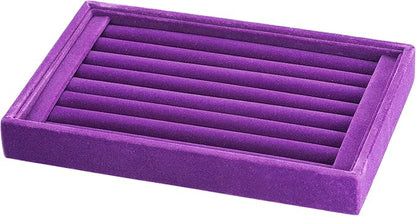 Valyria Velvet 7 Slots Ring Earrings Trays Showcase Display Jewelry Organizer (Purple)