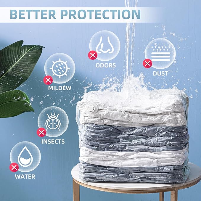 TAILINK 6 Pack Vacuum Storage Bags, Cube Combo (3 Jumbo+3 Medium), Vacuum Seal Bags for Clothing, Bedding, Blanket, Space Saving Closet Organization