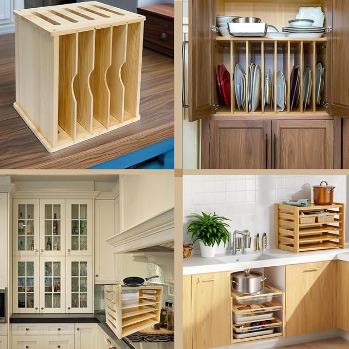 KMHGD Tray Dividers for Kitchen Cabinet, 16.7" W x14.13 H x12.4 D, Cabinet Tray Dividers, for Cookie Sheets, Baking trays, Cutting Board, Pans, Perfect for Organizing Cabinets, 5 Years Warranty