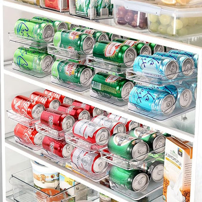 BingoHive Rolling Soda Can Organizer for Refrigerator Can Dispenser for Beer Soda Seltzer Pop Can Soda Organizer for 10 Standard Size 11.15oz or 12oz Cans Holder Storage Pantry Organization