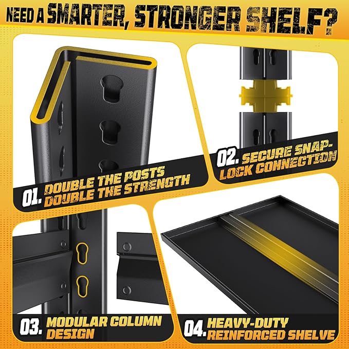72" H Garage Storage Shelves 5-Tier,Garage Storage System Shelves Adjustable 2000LBS,Storage Shelving for Basement,Pantry,Kitchen,Warehouse,72" H x 59" W x 19.6" D