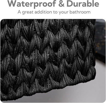 GRANNY SAYS Wicker Baskets for Storage, Wicker Storage Basket for Organizing, Large Woven Baskets, Waterproof Basket for Vanity, Home Decor, Black, 3-Pack