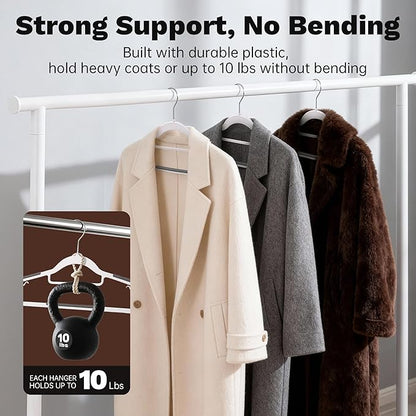 30 Pack Plastic Clothes Hangers, Non-Slip Slim Coat Hangers with 360° Swivel Hook, Space-Saving Heavy Duty Hangers for Shirts, Pants, Suits(White)
