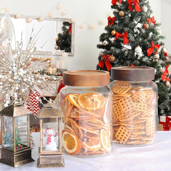 40oz Airtight Glass Jars with Screw Lid Glass Ground Container Sugar Storage Canister for Pantry Spice Tea Coffee Bean Seasoning Nuts Cookies Overnight Oatmeal (1200ml(400z)-1 PACK-A)