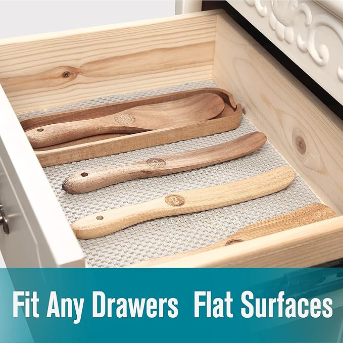 Drawer Shelf and Cabinet Liner, Thick Strong Grip, Non-Adhesive Liners Protect Kitchen Cabinets and Cupboard, Bathroom Drawers, Easy Install, Breathable Mat, 20 X 118 Inces, Black