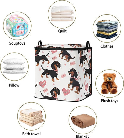 king comforter storage bag,clothes blanket bedding pillow quilt organizer for closet,fabric moving bags with portable handles and zipper 95L(2pack)