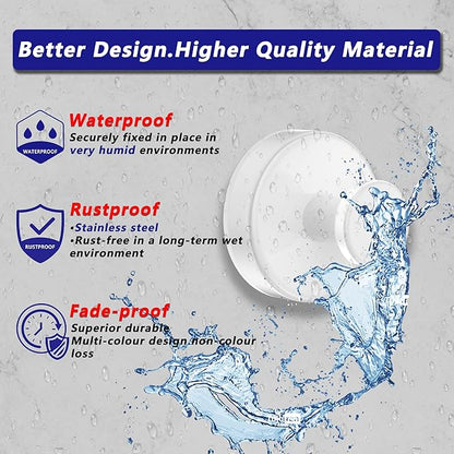 Suction Cup Hooks for Shower,Removable No Drill Towel Hooks,Upgraded 15 lbs Strong Suction hooks for Bathroom Tile,Shower Wall,Glass Door,Kitchen-Loofah,Coat,Stainless Waterproof-White 2 Pcs