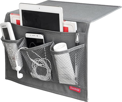DuomiW Bedside Storage Organizer, Bedside Caddy, Table Cabinet Storage Organizer, TV Remote Control, Phones, Magazines, Tablets, Accessories, Grey