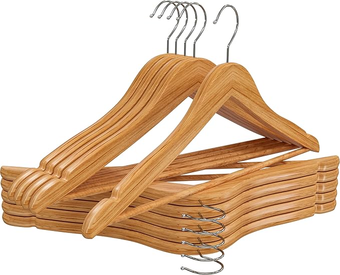 Utopia Home Premium Wooden Hangers 20 Pack - Heavy Duty & Durable Coat Hanger - Wood Hanger with 360-Degree Rotatable Hook - Clothes Hangers with Non-Slip Shoulder Notches For Shirts & Coats (Natural)