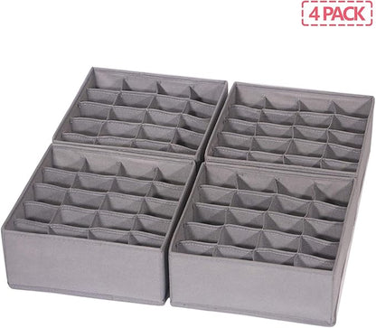 DIOMMELL 4 Pack Foldable Cloth Storage Box Closet Dresser Drawer Organizer Fabric Baskets Bins Containers Divider for Clothes Underwear Socks Lingerie Clothing, M Grey 40-0000