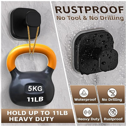 Supopular Heavy Duty Reusable Suction Cup Hooks for Kitchen/Bathroom/Shower - Wet-Proof Hooks for Towels, Robes, Loofah&Wreaths/No Drill Mounting on Glass, Tile, Metal (2, Matte Black)