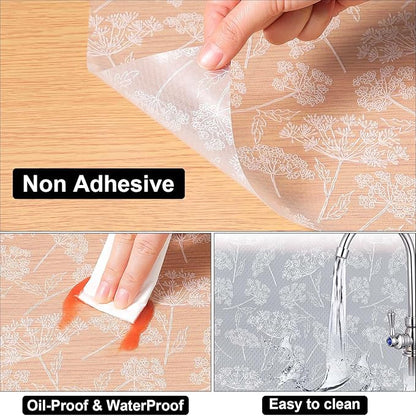 Cooyes Shelf Liners for Kitchen Cabinets, Refrigerator Liners Waterproof & Oil-Proof Kitchen Cupboard Liner Drawer Mats EVA Material Non Adhesive Fridge Liner for Shelves（23.6" W x 118" L）