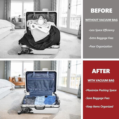 12 Pack Travel Vacuum Storage Bags with Portable Electric Pump, Compression Packing Seal Space Saver Cubes for Clothing Clothes Suitcase Luggage Organizer