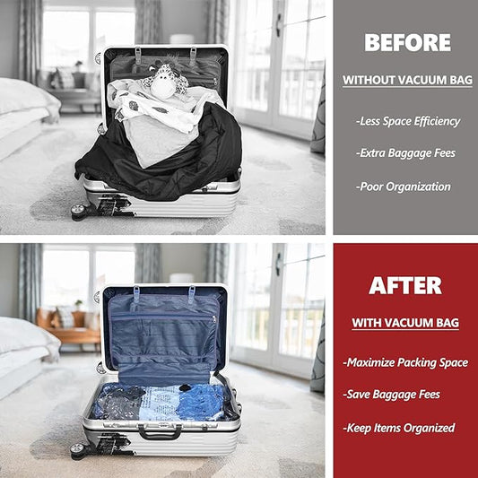 12 Pack Travel Vacuum Storage Bags with Portable Electric Pump, Compression Packing Seal Space Saver Cubes for Clothing Clothes Suitcase Luggage Organizer