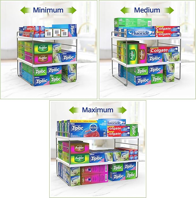 YAN & HIN Kitchen Cabinet Organizer, Expandable Kitchen Aluminum Foil and Plastic Wrap Organizers, tupperware organizer, bottle storage bag under sink organizer for Pantry Organization