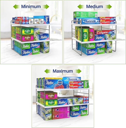 YAN & HIN Kitchen Cabinet Organizer, Expandable Kitchen Aluminum Foil and Plastic Wrap Organizers, tupperware organizer, bottle storage bag under sink organizer for Pantry Organization