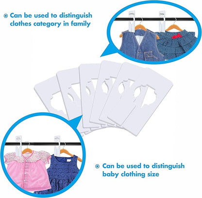 30 PCS Rectangular White Plastic Closet Dividers with a Bonus Marker, Writable and Reusable for Sorting Clothing Size, Color, Size 2” x 5.4’’(Inner Diameter 1.38”)