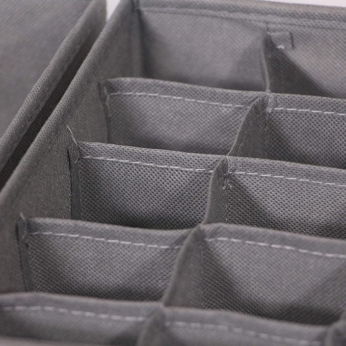 DIOMMELL 21 Pack Foldable Cloth Storage Box Closet Dresser Drawer Organizer Fabric Baskets Bins Containers Divider for Baby Clothes Underwear Bras Socks Lingerie Clothing,M Grey 11-4249