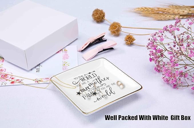 Topthink Mothers Day,Mom Gift,Mother Gifts,to The World,You are A Mom-Ceramic Jewelry Holder Ring Dish Trinket Tray,Christmas Birthday keepsake,Thank You Presents for Mum