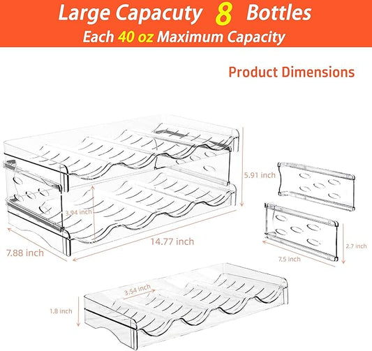 Baosia Stackable Wine Rack,Wine Bottle Holder for Inside Cabinet,for Pantry,Refrigerator,Countertop Organization-2 Tiers for 8 Bottles