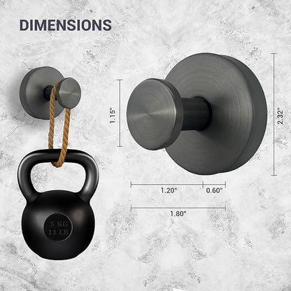 Welsa Suction Cup Hooks for Shower - 4 Pack, Gray - Stainless Steel, Strong Suction, No Drill, Removable Hanger, Tile Bathroom Kitchen Wall, Glass Door, Mirror Hook Hanging Robe, Towel Holder