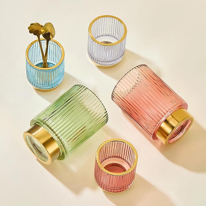 LEICURACE Makeup Brush Holder Organizer,Toothbrush Holders,Desk Pen Pencil Holder,Multifunctional Vintage Glass Brush Cup(A3-16-US)