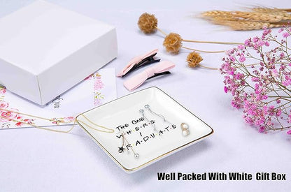 Graduation Gifts for University,Nurse,College,High School -Gifts for Best Friends,Sister,Daughter,Niece - Ceramic Jewelry Holder Ring Dish Trinket Tray-The One Where I Graduate-Friends Tv Show