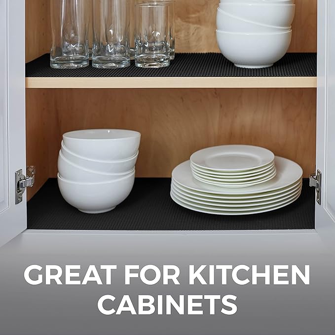 HOME GENIE Shelf Drawer and Cabinet Liner, Durable with Strong Grip, 20 in x 20 FT, Non Adhesive Liners Protect Kitchen Cabinets and Cupboard, Pantry, Bathroom Drawers and Shelves, Desks, Pitch Black