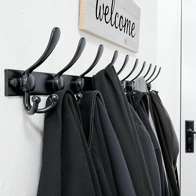 Dseap Coat Rack Wall Mount 2.0 Pro: Heavy Duty 300% Thicker, 16" Stud Mount, Stainless Steel Wall Coat Hooks Hanger for Clothes Jackets Hats Entryway Closet, MaxStrong Series, Rose Gold