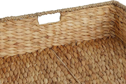 happimess BSK2015A Holden 30" Classic Costal Hand-Woven Hyacinth Wicker Under Bed Storage Basket with for Storage and Decoration in Bathroom, Bedroom, Closet, Entryway, Natural