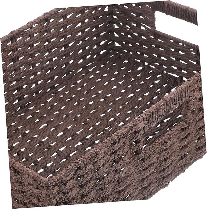 Garneck Woven Decorative Storage Basket for Home Organization Simple and Elegant Design Versatile Sundries Basket for Office Kitchen Bathroom Bedroom Rustic Rattan Style