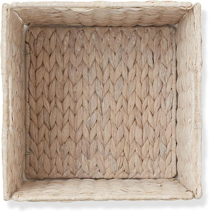 Casafield 10.5" x 10.5" Hyacinth Storage Baskets, Whitewash - Set of 6 Storage Organizers, Woven Wicker Cubes