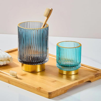 LEICURACE Makeup Brush Holder Organizer,Toothbrush Holders,Desk Pen Pencil Holder,Multifunctional Vintage Glass Brush Cup(A3-29-US)