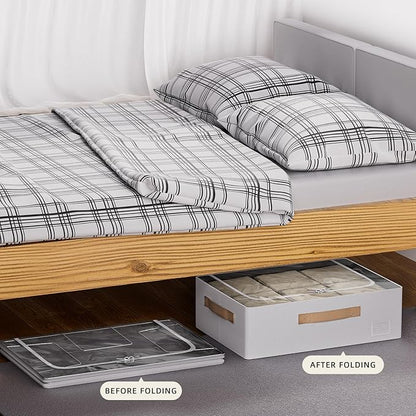 CYhom Underbed Storage Bins With Metal Frame, 10" High Under Bed Storage Containers, Large Capacity Under Bed Organizer Boxes (Grey, 23.6” L x 11.8” W x 10” H)