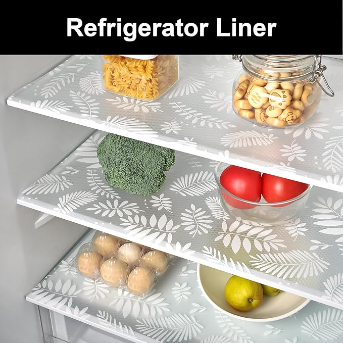 Cooyes Shelf Liners for Kitchen Cabinets Waterproof & Oil-Proof Kitchen Cupboard Mats Non-Slip Drawer Mats EVA Material Non Adhesive Fridge Liner for Shelves（23.6" W x 236" L）