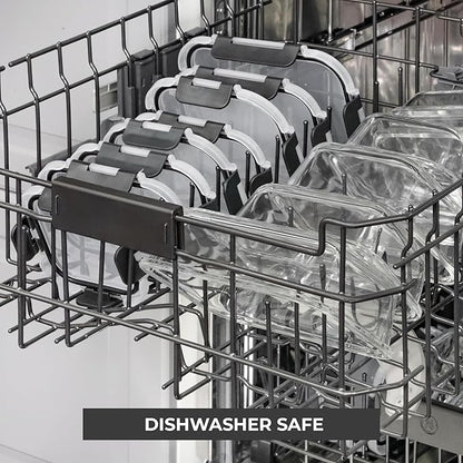 Freshware Glass Storage Containers with Lids, 24 Pieces, Glass Food Storage Containers with Lids, Leak Proof, Freezer Safe