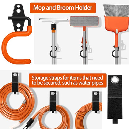 18 Pack Garage Hooks Heavy Duty - Anti-Slip Coating， Garage Storage Hooks for Hanging Bike，Ladder，Garden Tools，Hose