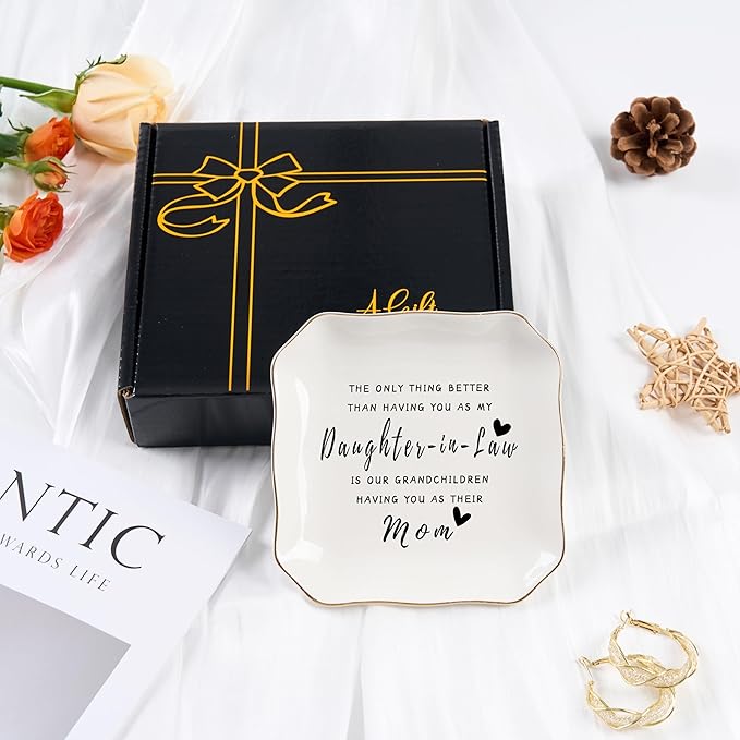 Jelershy Daughter in Law Gifts Jewelry Dish Tray for Future Daughter in Law Wedding Birthday Christmas Mothers Day Valentines Gift- The Only Thing Better Than Having You As My Daughter in Law