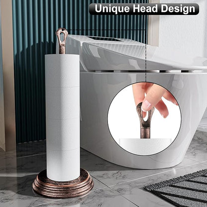 Toilet Paper Holder with Rustproof, Metal Free Standing Toilet Paper Stand Storage for Bathroom, Tissue Paper Roll Holder for Bathroom Accessories (Oil Rubbed Bronze)