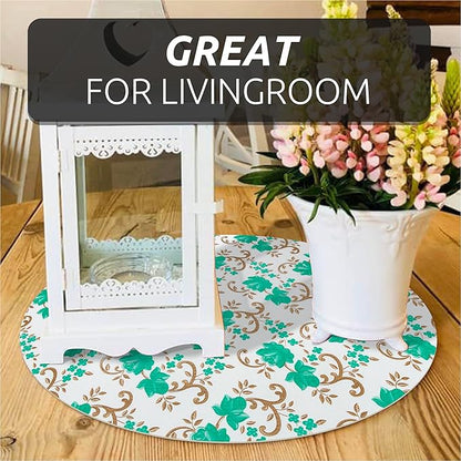 18X96 Inch Shelf Liner for Kitchen Cabinets, PVC Drawer Liner for Dresser Non-Slip Bathroom, Non-Adhesive Cabinet Liner Washable (Green Floral)(4 Roll)