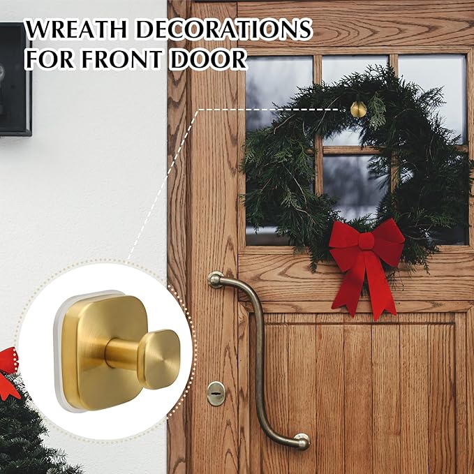 warlve Suction Cup Hooks for Shower - Reusable No-Drill Mounting - Hooks for Towels, Robes & Loofah on Metal, Glass, Mirrors, Tile & Smooth Non-Porous Surfaces (2, Brushed Gold)