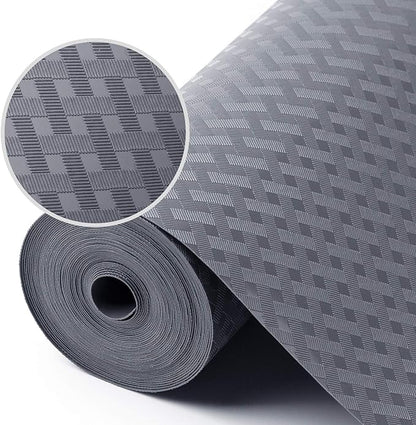 Shelf Liners for Kitchen Cabinets Refrigerator Liners Waterproof & Oil-Proof Kitchen Cupboard Liner Non-Slip Drawer Mats EVA Material Non Adhesive Fridge Liner for Shelves - Gray 17.5 x 393.7 inches