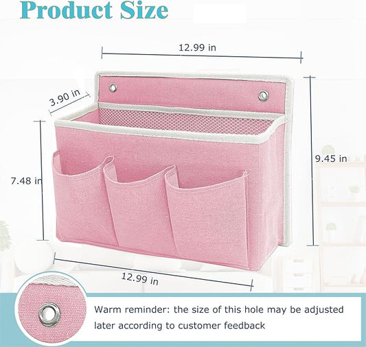 Wall Hanging Organizer Bag/Hanging Baskets with Large Mesh Compartment & 3 Pockets，Over the Door Hanging Organizer Space Saving Storage for Bedroom,RV Camper, Closet (Pink -1 Pack)