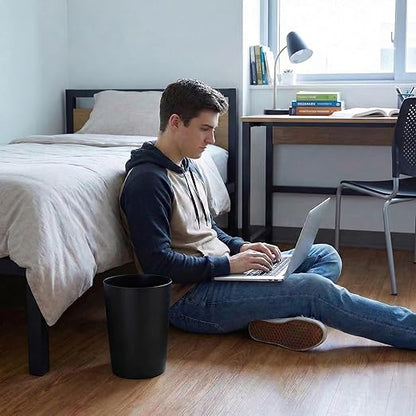 Mini Waste Basket - Pack of 2 Durable Small Plastic Garbage Trash Can Bin - Lidless Open-Top, Slim Profile for Compact Spaces - Suitable for Home, Bathroom, Office, Bedroom & More, Black