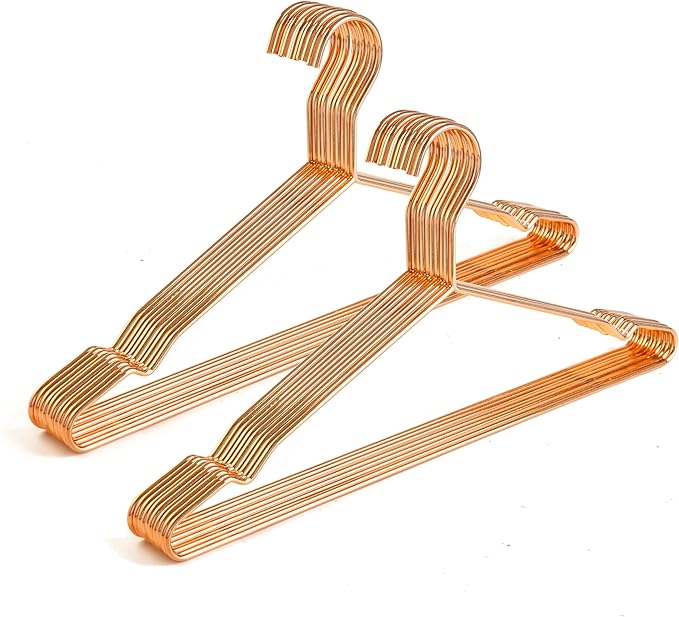 Better to U 17 Inch Heavy Duty Slim Metal Clothes Hanger for Shirts, Blouses, Coats, Suits, Wedding Dresses - Space Saving, Rose Gold, 20 Pack