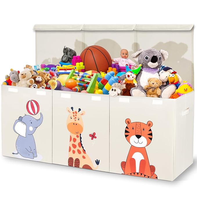 Zebra Baby Toy Storage Organizer for Kids and Toddlers, 40" x 13.5" x 16.5" - Large Collapsible Toy Chest for Living Room - Box, Bin, Organizer for Boys and Girls, Extra Big