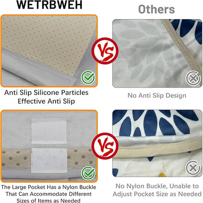 WETRBWEH Remote Control Holder for Armchair, Couch Caddy Organizer TV Remote Holder for Bed Storage 5 Pockets, Remote Caddy Bedside Organizer Bedside Table Organizer (LightGray, 35"x12.4")