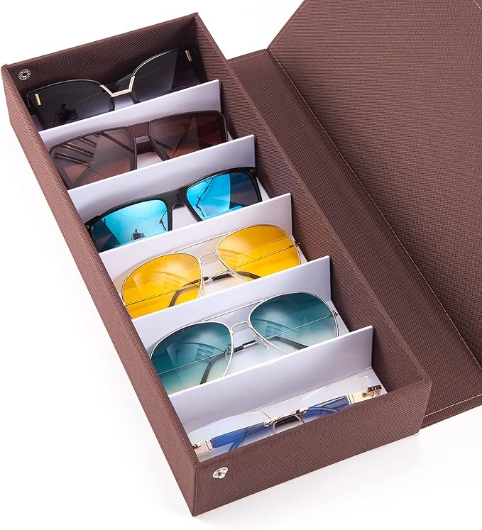 TRIUMPH VISION Sunglasses Organizer Storage Eyeglasses Holder - Multiple Glasses Case Box Eyewear Case with Lid